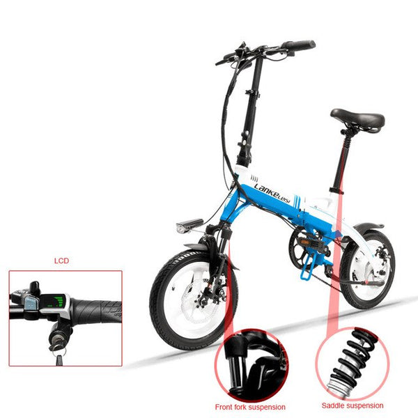 14inch Aluminum alloy electric bike 36V lithium battery Built-in frame Mini folding electric bicycle 350w rear motor bicycle