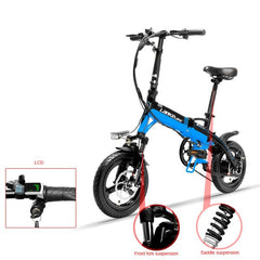 14inch Aluminum alloy electric bike 36V lithium battery Built-in frame Mini folding electric bicycle 350w rear motor bicycle