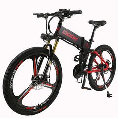 DOOK Mountain Electric Bike Full Suspension Alluminium Folding Frame 27 Speed Shimano Altus Mechanic Brake 26"x4.0 Whe