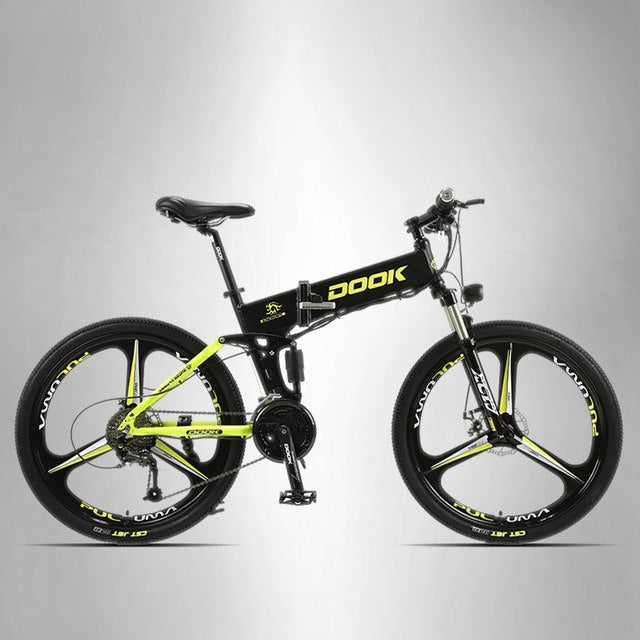 DOOK Mountain Electric Bike Full Suspension Alluminium Folding Frame 27 Speed Shimano Altus Mechanic Brake 26"x4.0 Whe