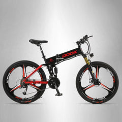 DOOK Mountain Electric Bike Full Suspension Alluminium Folding Frame 27 Speed Shimano Altus Mechanic Brake 26"x4.0 Whe