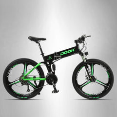 DOOK Mountain Electric Bike Full Suspension Alluminium Folding Frame 27 Speed Shimano Altus Mechanic Brake 26"x4.0 Whe