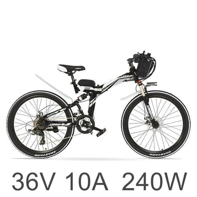 High-carbon Steel Frame, 21 Speeds, 26 inches, 36 240W / 500W, Folding Electric Bicycle, Disc Brake, E Bike