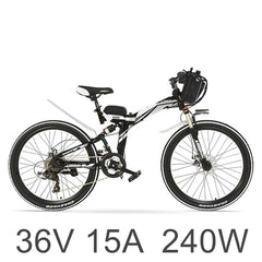 High-carbon Steel Frame, 21 Speeds, 26 inches, 36 240W / 500W, Folding Electric Bicycle, Disc Brake, E Bike