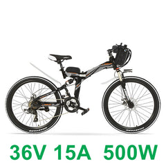 High-carbon Steel Frame, 21 Speeds, 26 inches, 36 240W / 500W, Folding Electric Bicycle, Disc Brake, E Bike