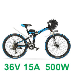 High-carbon Steel Frame, 21 Speeds, 26 inches, 36 240W / 500W, Folding Electric Bicycle, Disc Brake, E Bike