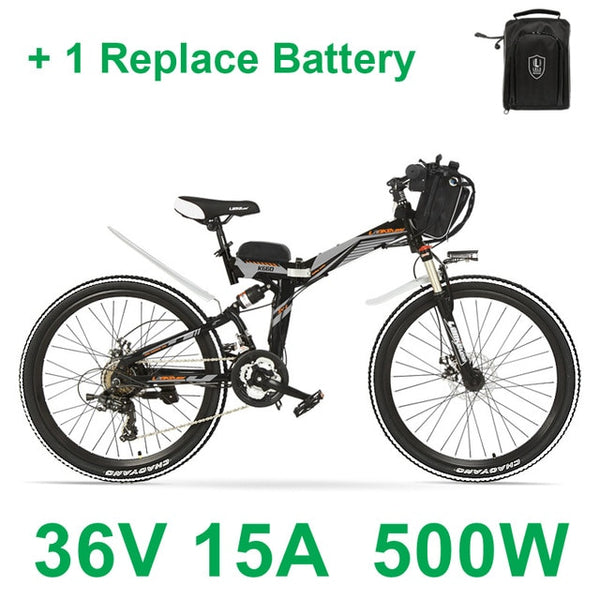 High-carbon Steel Frame, 21 Speeds, 26 inches, 36 240W / 500W, Folding Electric Bicycle, Disc Brake, E Bike