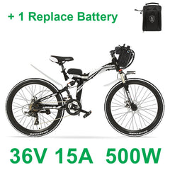 High-carbon Steel Frame, 21 Speeds, 26 inches, 36 240W / 500W, Folding Electric Bicycle, Disc Brake, E Bike