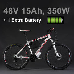 26"  48V Lithium Battery 350W Aluminum Alloy Electric Bicycle, 27 Speed Electric Bike, MTB / Mountain Bike,adopt Oil Disc Brakes