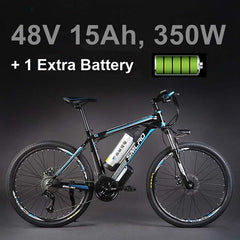26"  48V Lithium Battery 350W Aluminum Alloy Electric Bicycle, 27 Speed Electric Bike, MTB / Mountain Bike,adopt Oil Disc Brakes