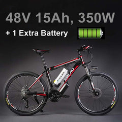 26"  48V Lithium Battery 350W Aluminum Alloy Electric Bicycle, 27 Speed Electric Bike, MTB / Mountain Bike,adopt Oil Disc Brakes