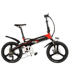 20 Inches Folding Bicycle, Integrated Magnesium Alloy Rim, Folding Electric Mountain Bike, 5 Grade Assist, Suspension Fork