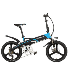 20 Inches Folding Bicycle, Integrated Magnesium Alloy Rim, Folding Electric Mountain Bike, 5 Grade Assist, Suspension Fork