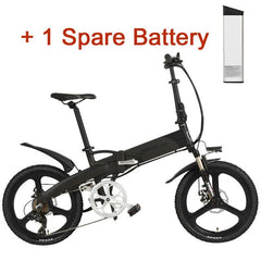 20 Inches Folding Bicycle, Integrated Magnesium Alloy Rim, Folding Electric Mountain Bike, 5 Grade Assist, Suspension Fork