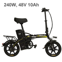 48V 23.4Ah Powerful Electric Bike, 5 Grade Assist, 14 Inches Folding EBike, Integrated  Wheel, Both Disc Brake, Suspension Fork