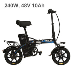 48V 23.4Ah Powerful Electric Bike, 5 Grade Assist, 14 Inches Folding EBike, Integrated  Wheel, Both Disc Brake, Suspension Fork