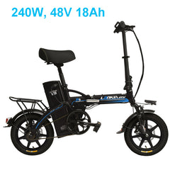 48V 23.4Ah Powerful Electric Bike, 5 Grade Assist, 14 Inches Folding EBike, Integrated  Wheel, Both Disc Brake, Suspension Fork