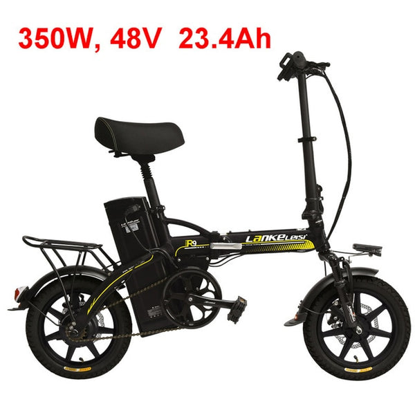 48V 23.4Ah Powerful Electric Bike, 5 Grade Assist, 14 Inches Folding EBike, Integrated  Wheel, Both Disc Brake, Suspension Fork