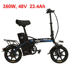 48V 23.4Ah Powerful Electric Bike, 5 Grade Assist, 14 Inches Folding EBike, Integrated  Wheel, Both Disc Brake, Suspension Fork