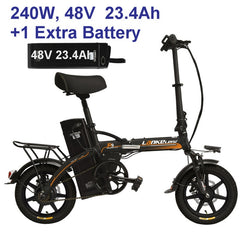 48V 23.4Ah Powerful Electric Bike, 5 Grade Assist, 14 Inches Folding EBike, Integrated  Wheel, Both Disc Brake, Suspension Fork