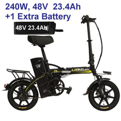 48V 23.4Ah Powerful Electric Bike, 5 Grade Assist, 14 Inches Folding EBike, Integrated  Wheel, Both Disc Brake, Suspension Fork