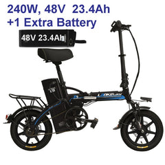 48V 23.4Ah Powerful Electric Bike, 5 Grade Assist, 14 Inches Folding EBike, Integrated  Wheel, Both Disc Brake, Suspension Fork
