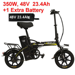 48V 23.4Ah Powerful Electric Bike, 5 Grade Assist, 14 Inches Folding EBike, Integrated  Wheel, Both Disc Brake, Suspension Fork