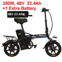 48V 23.4Ah Powerful Electric Bike, 5 Grade Assist, 14 Inches Folding EBike, Integrated  Wheel, Both Disc Brake, Suspension Fork