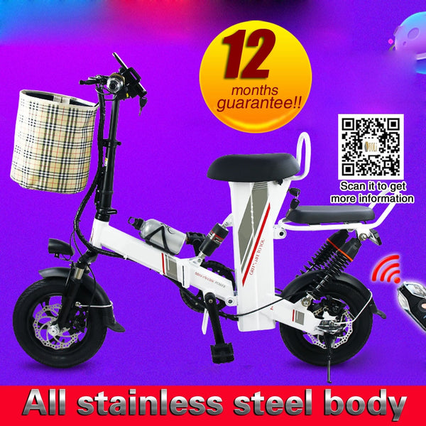 48V 25A  built-in lithium battery bicycle 12 inch mini folding electric bike lady e bike 400W motor