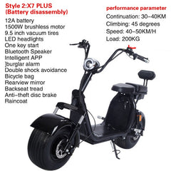 9.5 inch vaccunm Fat tire electric bicycle  bike 1500W motor front and rear suspension 40km