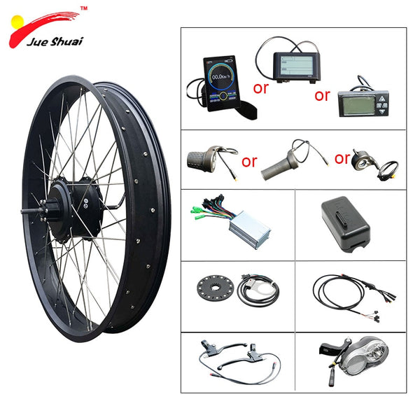 48V 1000W 4.0 Fat Bike Electric Bike Conversion Kit 20" 26"*4.0 Motor Wheel Fat Tire Bike Rear Motor Wheel Electric Ebike Kit