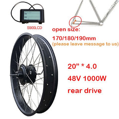 48V 1000W 4.0 Fat Bike Electric Bike Conversion Kit 20" 26"*4.0 Motor Wheel Fat Tire Bike Rear Motor Wheel Electric Ebike Kit