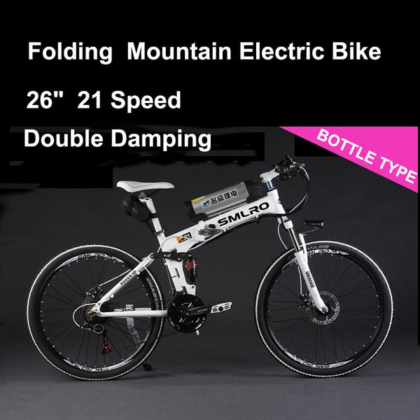 SMLRO 24/26" 21 Speed 250/350/500W Strong Power Ebike, Electric Bike, Folding Electric Bicycle, Lithium Battery MTB