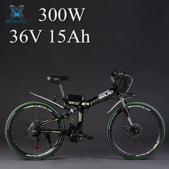 SMLRO 24" 36/48V 300/500W Folding Electric Bicycle, Electric Mountain Bike, High-carbon Steel MTB E Bike