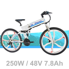 21 Speed, 26 inches, 48V/7.8AH, Hidden Lithium Battery Electric Folding Bike, Suspension, Aluminum Alloy, Mountain Bike.
