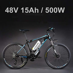24 Inches 48V Lithium Battery 500 Watts Electric MTB E Bike, 27 Speed Electric Bicycle,adopt Oil Disc Brakes,Suspension Fork