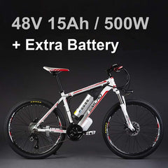 24 Inches 48V Lithium Battery 500 Watts Electric MTB E Bike, 27 Speed Electric Bicycle,adopt Oil Disc Brakes,Suspension Fork