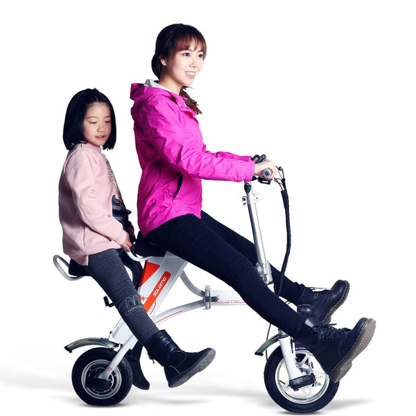 2 people folding electric bike lithium battery electric bicycle parent-child electric bike 12inch Folding portable electric bike