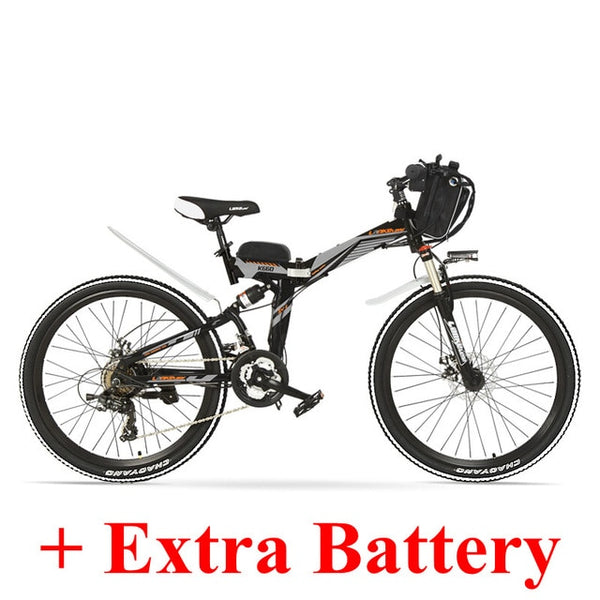 K660D 26/24 inches Big Power 500/240W High-carbon Steel Frame Folding Electric Bicycle , 21 Speeds, 36/48V, Disc Brake, E Bike.