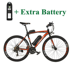 RS600 Powerflu Electric Bike, 36V 10/20Ah Battery E Bike,700C Road Bicycle, Both Disc Brake, Aluminum Alloy Frame, Mountain Bike