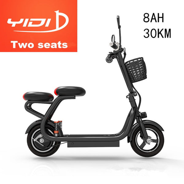 YIDI 2 seats 48V 500w/580w 10 inch electric scooter folding bike MINI two-wheel lithium battery city scooter
