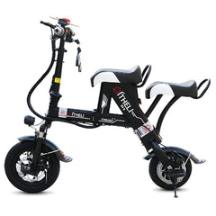 2 people folding electric bike lithium battery electric bicycle parent-child electric bike 12inch Folding portable electric bike