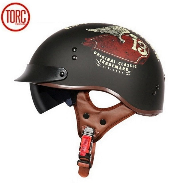 Electric Bicycle TORC T55 Vintage Half Face Motorcycle Helmet Casco Casque Moto For Harley Retro DOT Electric motorcar Helmets