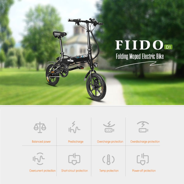 FIIDO D1 7.8AH Folding Electric Bicycle Battery Mini Aluminum Alloy Smart Electric Bike Moped Bicycle EU Plug BLACK White