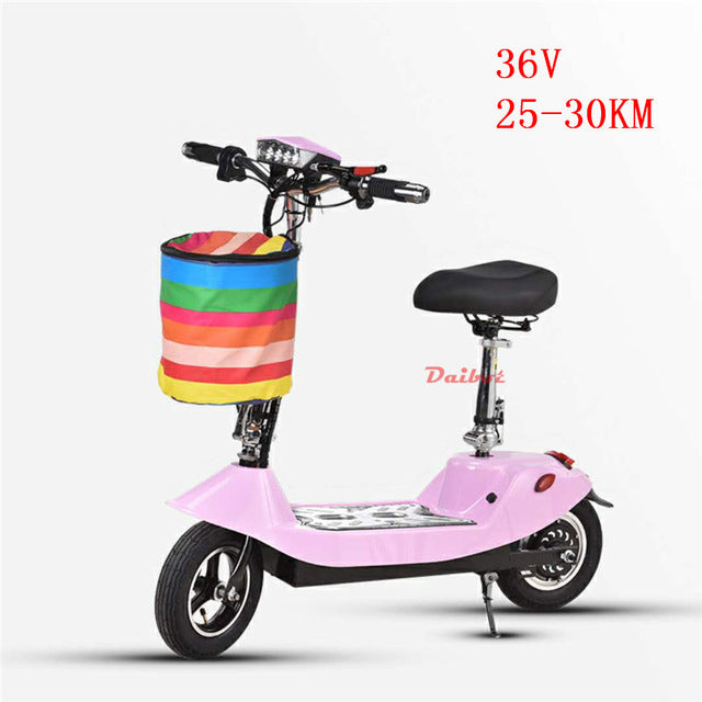 Daibot Electric Scooter 36V Two Wheel Electric Scooters 10 inch 350W Portable Pink Folding Electric Bike For Girl Women