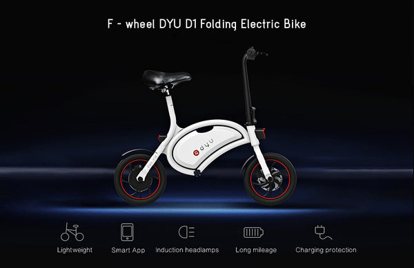 F - wheel D1 DYU Electric Bicycle 12 inch Wheels Smart Folding Electric Bike Powerful 350W motor Support Smart App 4400mAh