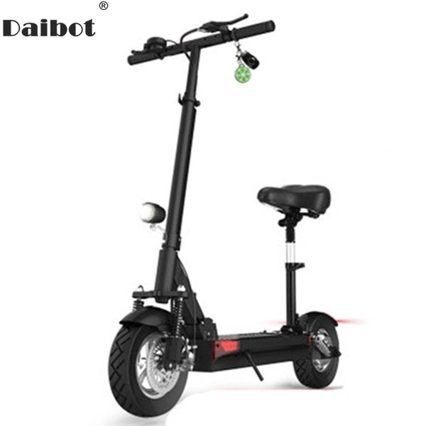 Daibot 500W Electric Bike Two Wheel Electric Scooters 10 Inch Double Suspension/Brake Portable Seat Foldable Kick Scooter Adult