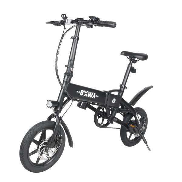 14inch Electric Bicycle Dual Disc Brake Aluminum Alloy Foldable Backup Portable 240W Electric Hybrid Bike Black Color