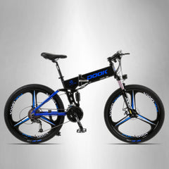 DOOK Mountain Electric Bike Full Suspension Alluminium Folding Frame 27 Speed Shimano Altus Mechanic Brake 26"x4.0 Whe