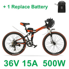 High-carbon Steel Frame, 21 Speeds, 26 inches, 36 240W / 500W, Folding Electric Bicycle, Disc Brake, E Bike